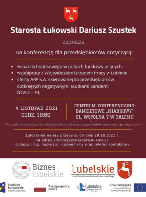 Miniaturka artykułu Zaproszenie Starosty Łukowskiego na konferencję dla przedsiębiorców