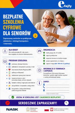 Miniaturka artykułu Bezpłatne szkolenia cyfrowe dla seniorów!!!